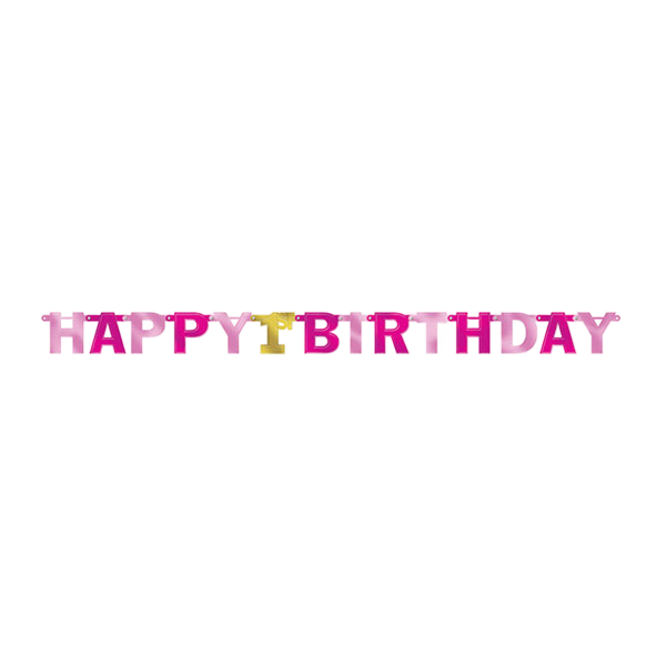 BANNER 1ST BIRTHDAY PINK